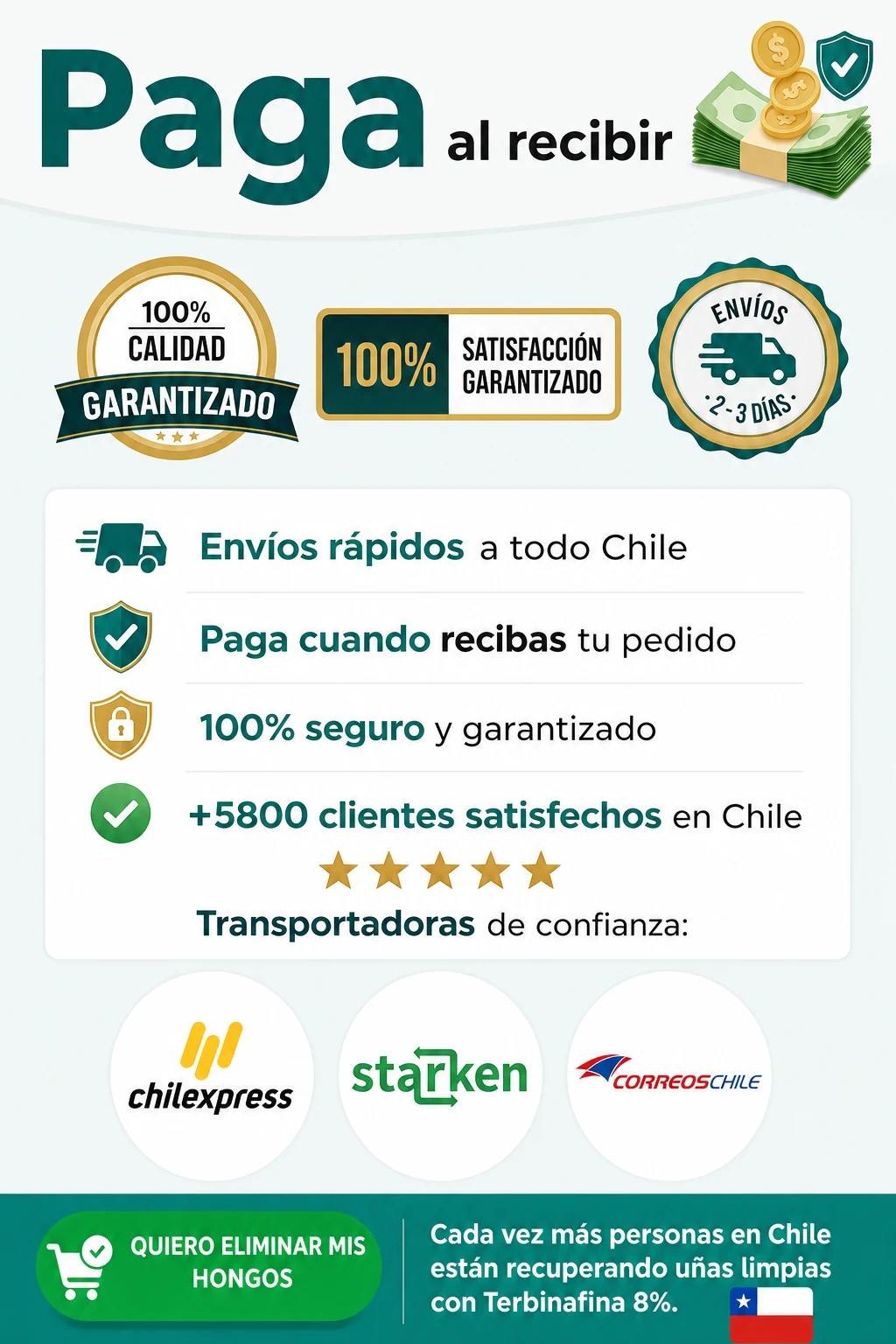 Pago al recibir y despacho a Chile